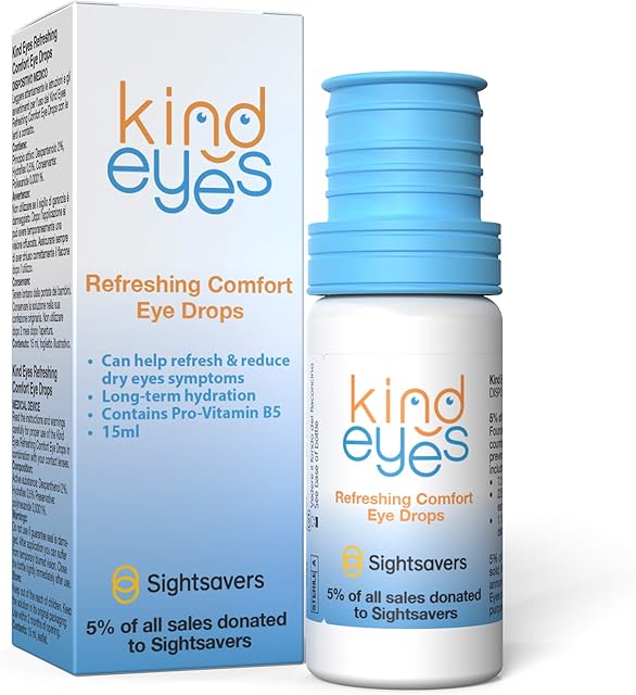 Refreshing Eye Drops - Rehydrating Relief for Dry or Tired Eyes - Kind Eyes - Water-Based Brightening Eye Drops to Reduce Itchy Sore Eyes with Provitamin B5 - Donation to Sightsavers - 15ml Bottle