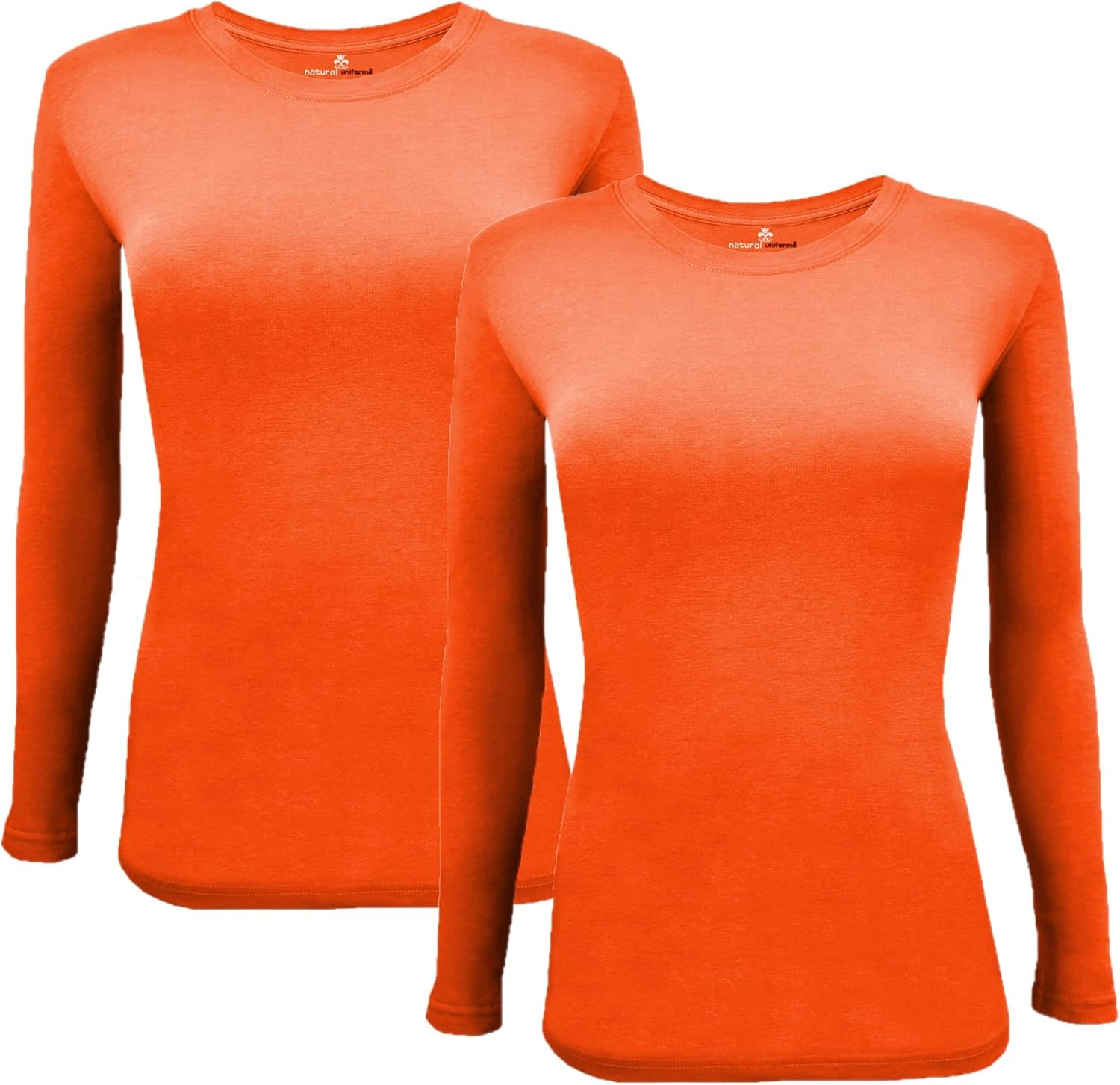 Natural Uniforms Women's Under Scrub Tee Crew Neck Long Sleeve T-Shirt Pack of 2 - Multi Pack of 2