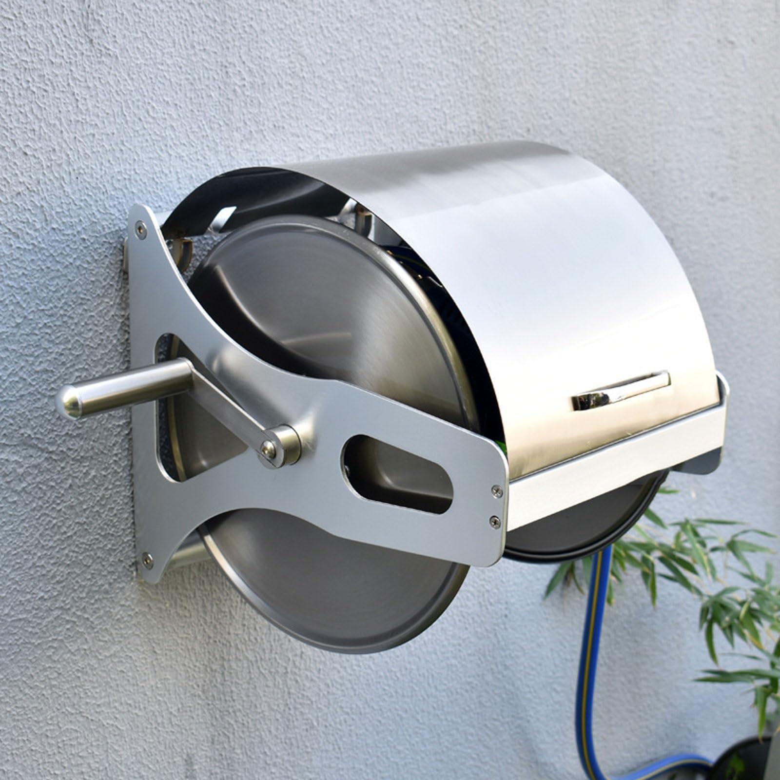 Genérico Soporte para Manguera de jardín, Carrete de Manguera de jardín de Acero Inoxidable, Soporte para Manguera Resistente, Carrete de Manguera de Agua de Metal montado en la Pared o el Piso con m