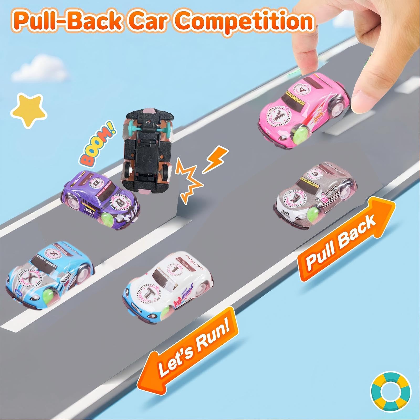 HXLJHALG 12Pcs Pull Back Go Cars for Kids,Mini Vehicles Toy Bulk Party Favor Cars Toys,Classroom Treasure Box, Goodie Bag Stuffers - Image 4