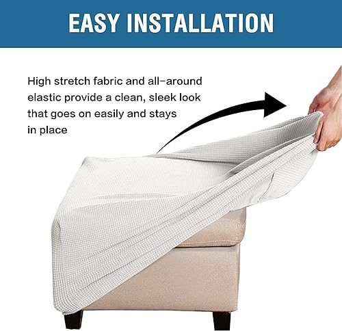 Miniatura 6 de ADPON Fundas otomanas cuadradas, fundas otomanas plegables, protector de taburete de almacenamiento plegable, parte inferior elástica, tela jacquard