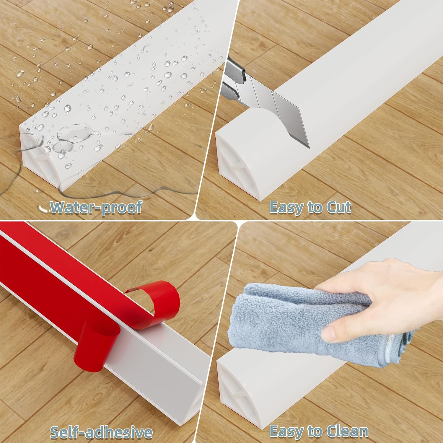 Flexible Quarter Round Molding,590 Inch Silicone Molding Trim Peel and Stick Baseboard Wall Trim,Self Adhesive Shoe Molding for Floor Edge Caulk Strip,Wall Edge,Corner,Stair Edge,Countertop