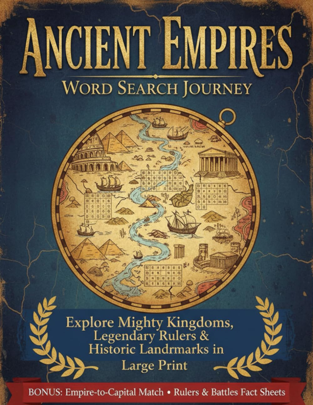 Ancient Empires Word Search Journey: Explore Mighty Kingdoms, Legendary Rulers & Historic Landmarks in Large Print