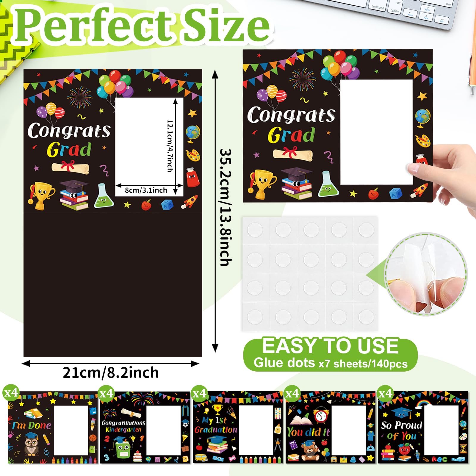 COCHIE 24 Pcs Kindergarten Graduation Picture Frames Pre-K Grad Paper Picture Frame My First Graduation Paper Photo Frame Graduation Gifts for Kids