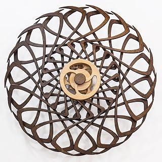 Mindsight Moving Kinetic Wall Art - 32 x 32 - Wind up to power peaceful motion (no battery) - Calming Wall Décor for Living Room, Office, Bedroom, Kitchen - Hand Crafted Wood - Bloom, Walnut Brown