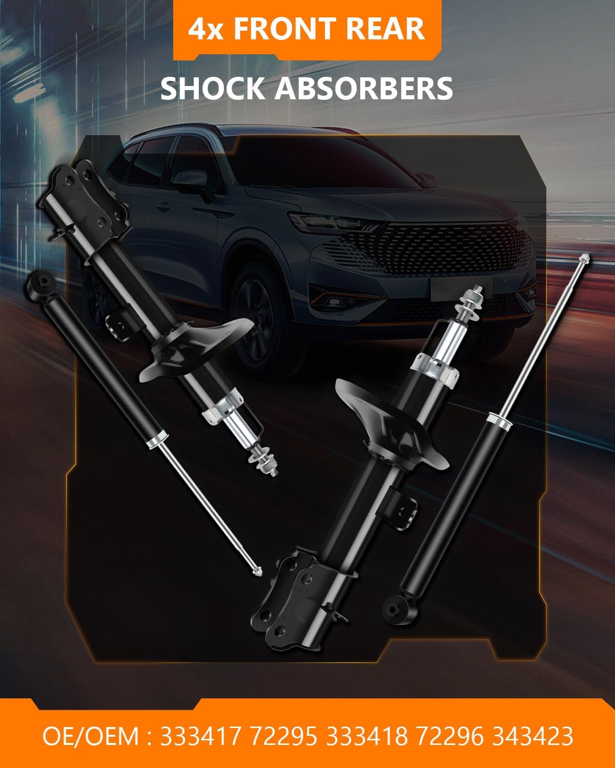 333418 Front Rear ShocksStruts for Chevy, OCPTY Shock Absorbers Fits 2004-2018 for Chevrolet Aveo,2007-2011 for Chevrolet Aveo5, 2007-2010 for Pontiac G3,2005-08 for Pontiac Wave Amortiguadores 4PCS