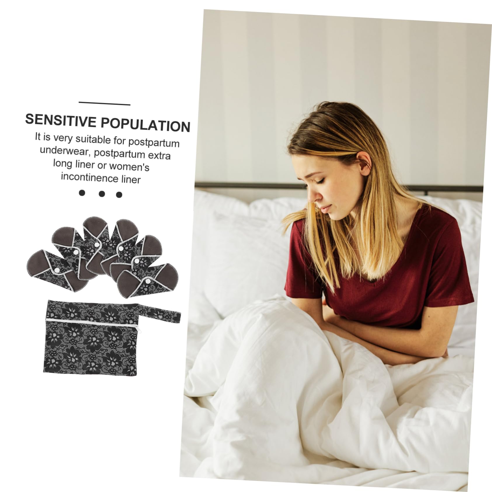 minkissy Stk Tante Handtuchset Damenanzüge Waschbare Bio-servietten Damenbinden Aus Holzkohle Damenbinden Aus Stoff Menstruationsbinden Mädchen Die Äußere Schicht Besteht Aus Bedrucktem