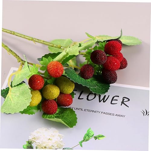 Miniatura 4 de Artificial Fruit 2pcs Artificial Strawberry Bridal Flower Bouquet Photography Props Nomes Decorations Christmas Desktop Flower Decor Photo Shoot