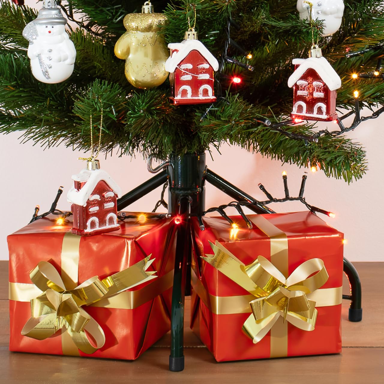 BESPORTBLE Supporto per albero di Natale in metallo, base in ferro verde con viti, 15. 72 x 15. 72 x 4. 95 pollici, supporto di ricambio per piccoli alberi di Natale