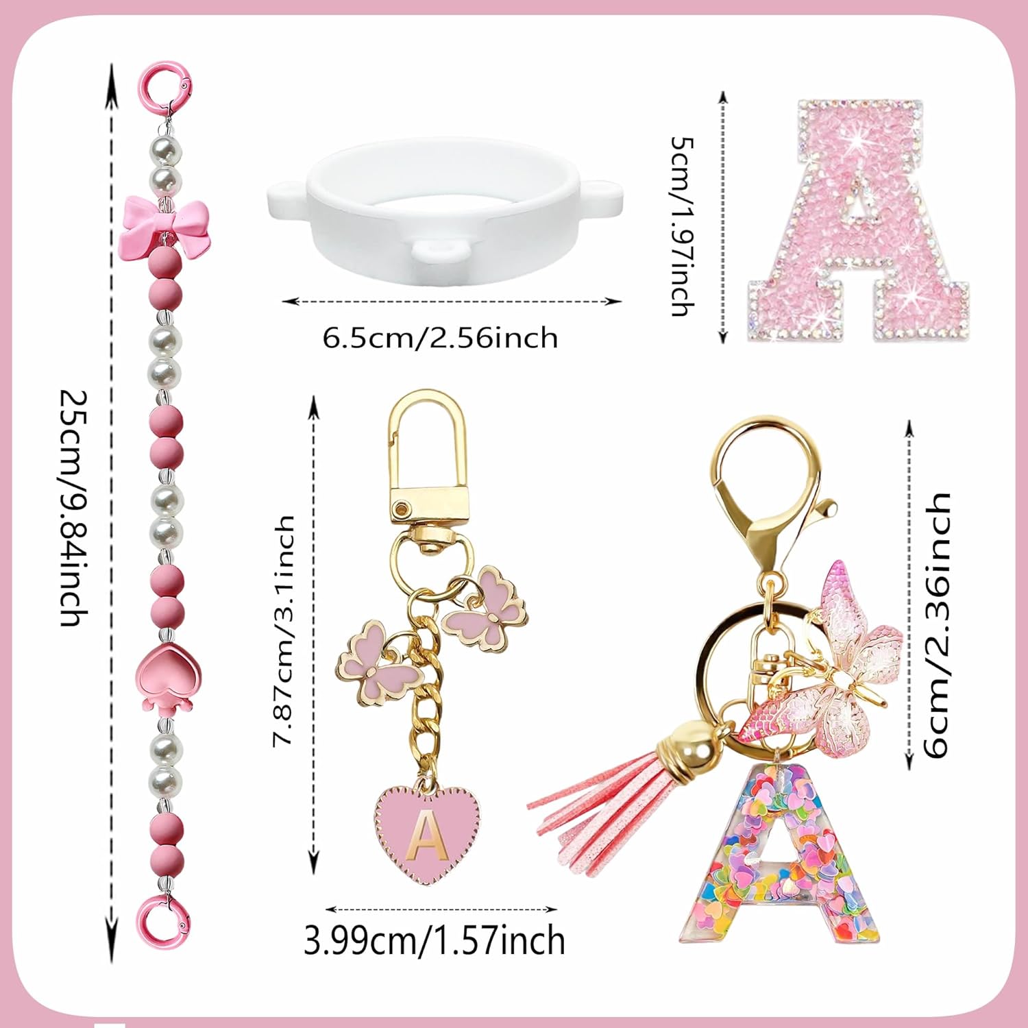 Cute Letter Charm Set for Owala Water Bottle 24oz, 32oz, 40oz, Owala Kids & Coffee Tumbler, FreeSip – Includes Handle Strap, for Owala & Stanley Cup Accessories - Image 6