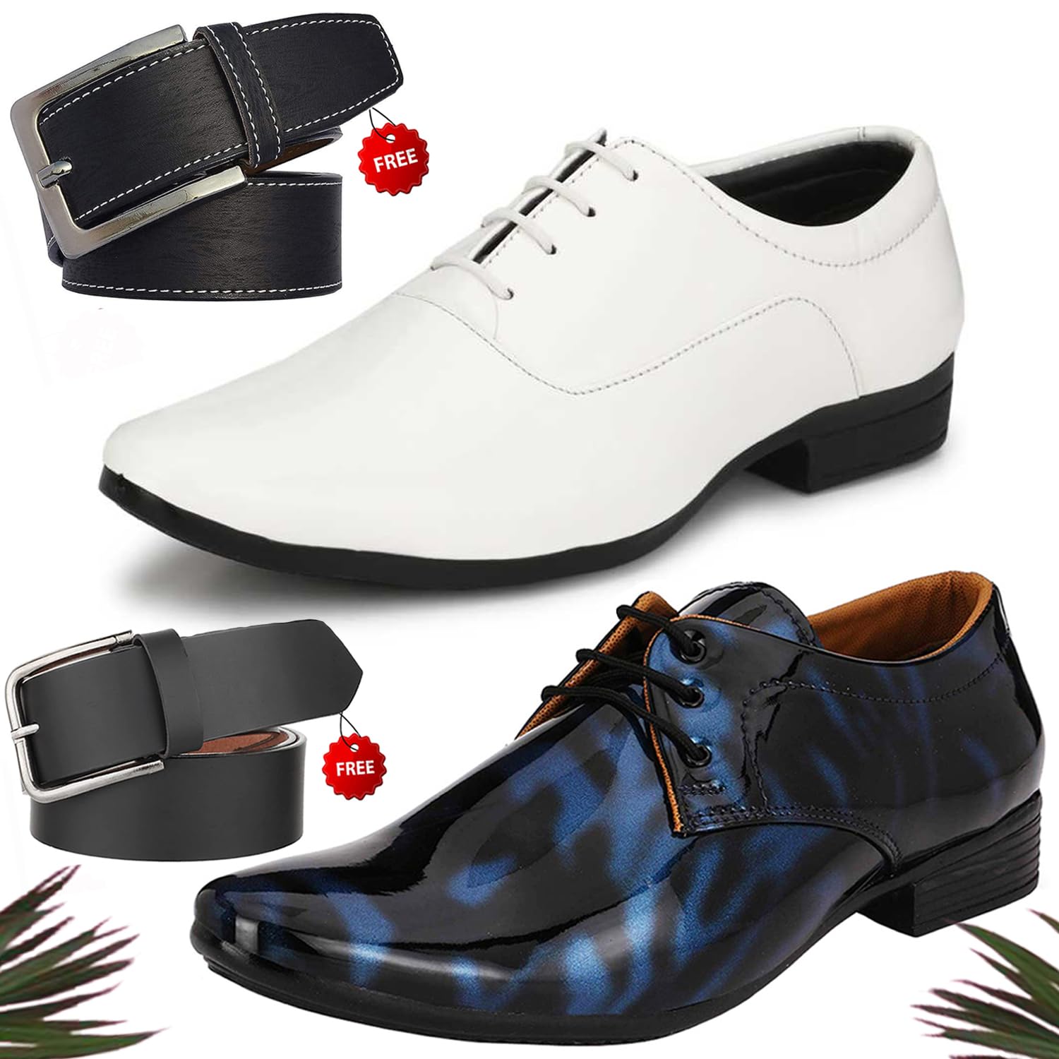 Trendy Formal Shoes/Party Shoes/ 2 Shoes Combo with Free 2 Belt for Men and Boys -P2692-picture-11