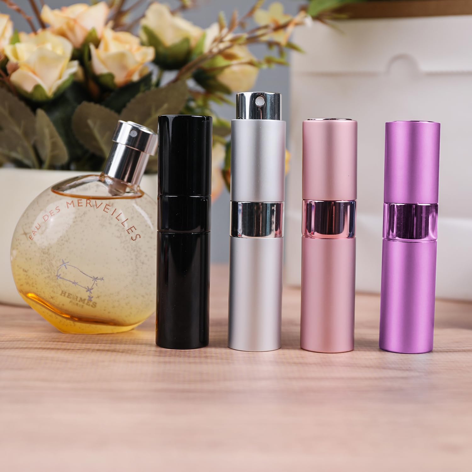 IKSKEY Parfüm-Reiseflaschen, 3 Stück – 8 Ml, Nachfüllbar, Aluminium, Mit Pipette & Werkzeug, Schwarz