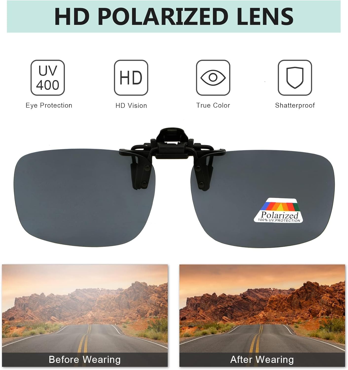 Eyekepper 4 Pack Flip-up Clip-On Sunglasses 59x39 MM Metal Wear Over Glasses - Image 7