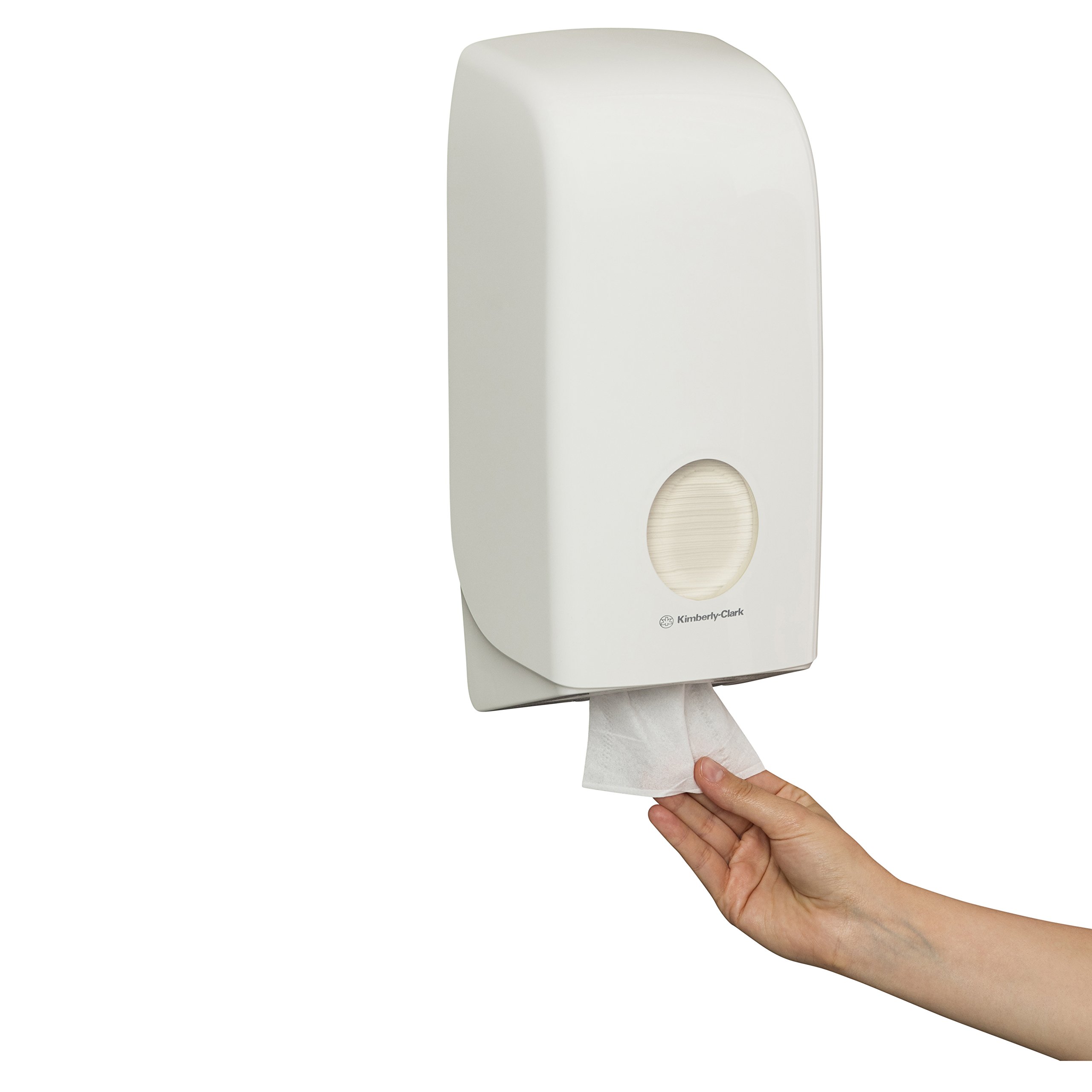 Distributeur de papier toilette plié Aquarius 6946 - 1 x distributeur blanc de papier toilette feuille à feuille