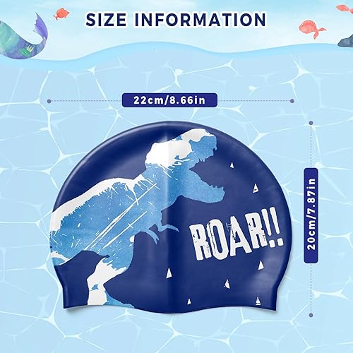 Miniatura 2 de Gorros de natación de dinosaurio para niños, niños y niñas, diseño divertido impermeable para niños, gorro de natación para niños, impermeable,