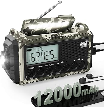 ROCAM Emergency Radio Hand Crank, Auto NOAA Weather Alert Portable Radio