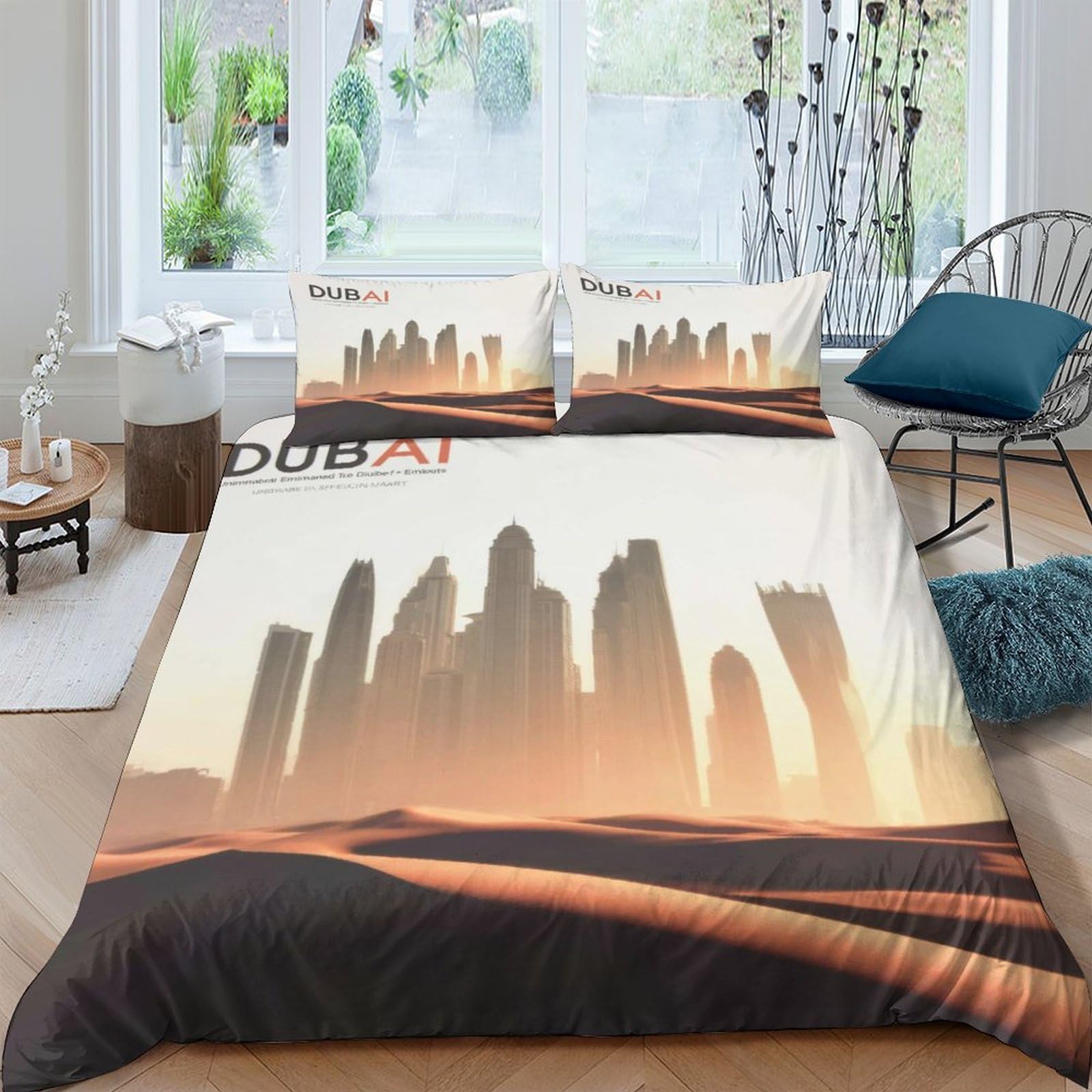 Ctjqhvkz Style-5 3D Printed City Skyline Fitted Sheet Microfiber Soft Breathable Sunset Desert Bed Cover For Bedroom Dorm Mattress Decor Single（135X200cm）