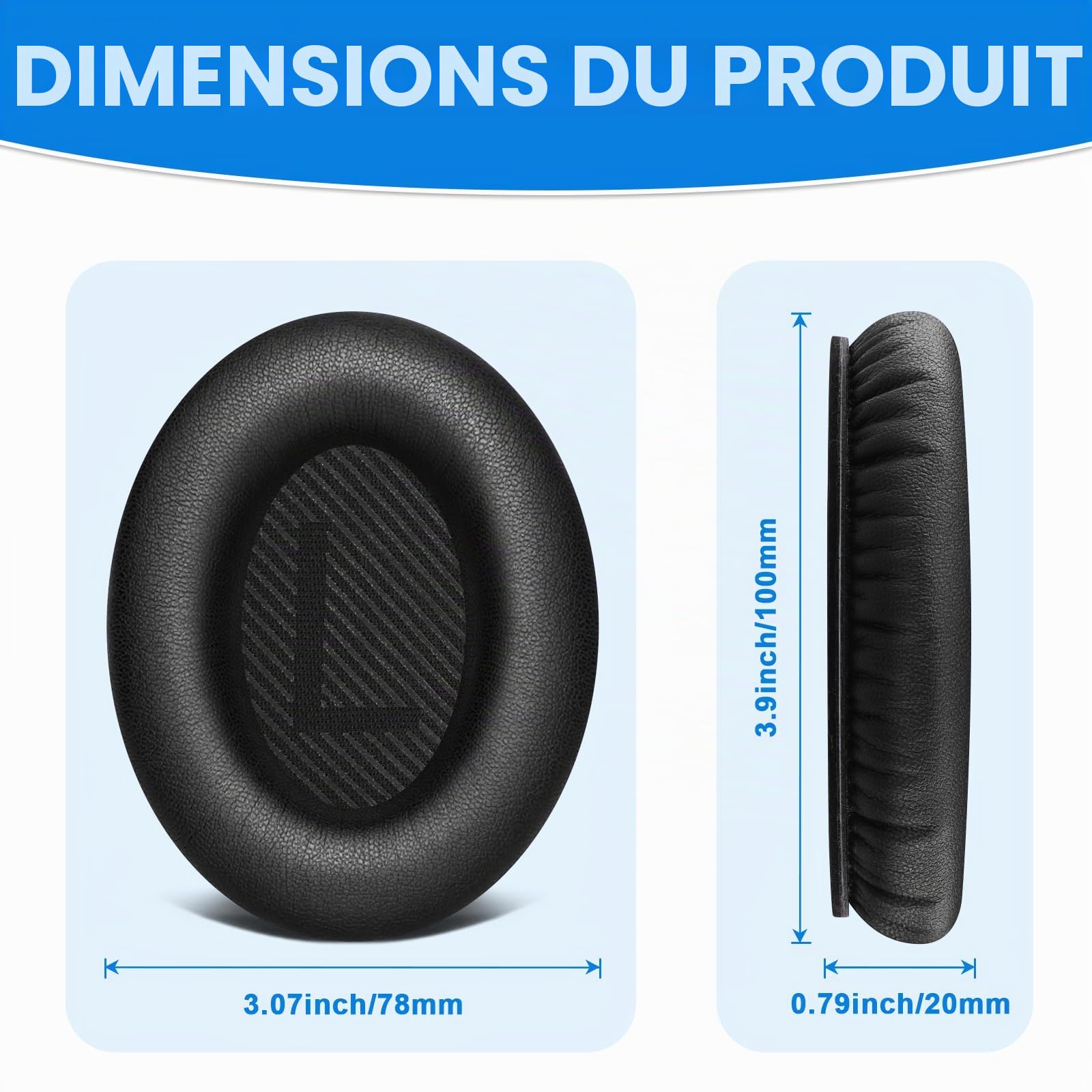 AK Coussinets pour Bose QuietComfort 35 QC 35 II, Remplacement Cuir Souple Mousse Acoustique QC35II/35/15 QC2/AE2
