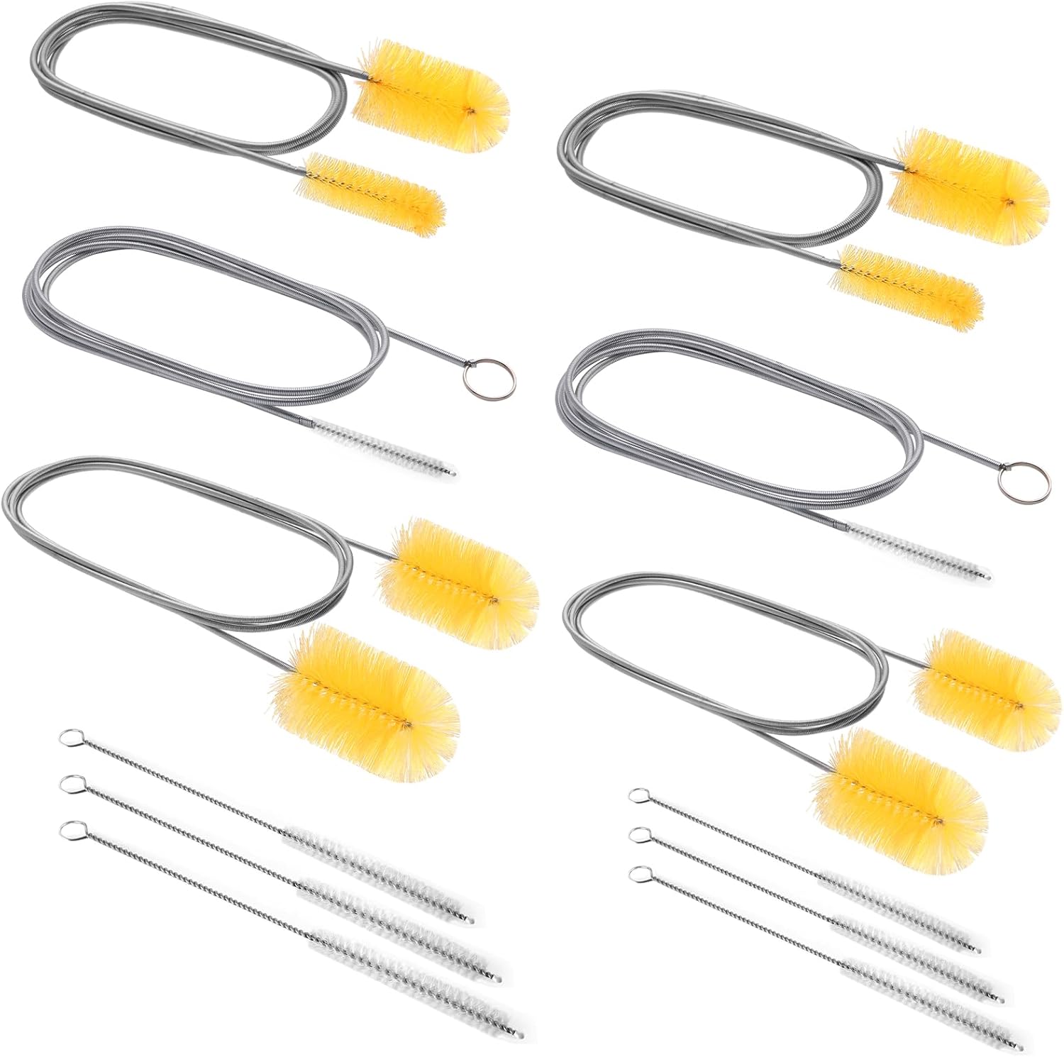 6Pcs Flexible Drain Brush 78 Inch Pipe Cleaning Brush 63 Inch Drain Cleaner Brush 59 Inch Hose Brush and 3 Pcs 9 Inch Straw Cleaner Brush for Straws Kitchen Sink Plumbing and Shower Drain Tube(Blue)