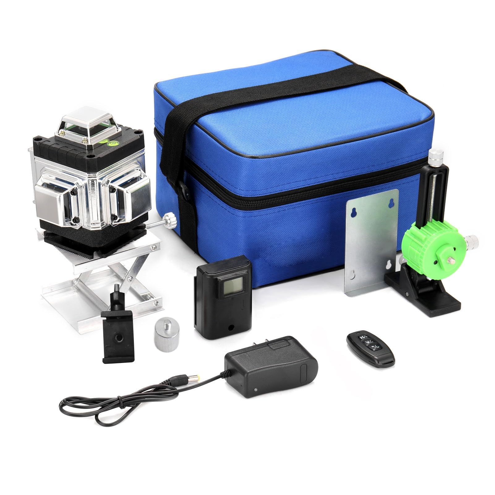 Nivel láser kit barra de extensión para nivel láser set de barra extensible 16 líneas autonivelante 360° vertical horizontal con trípode ajustable y control APP BT (Multicolor)