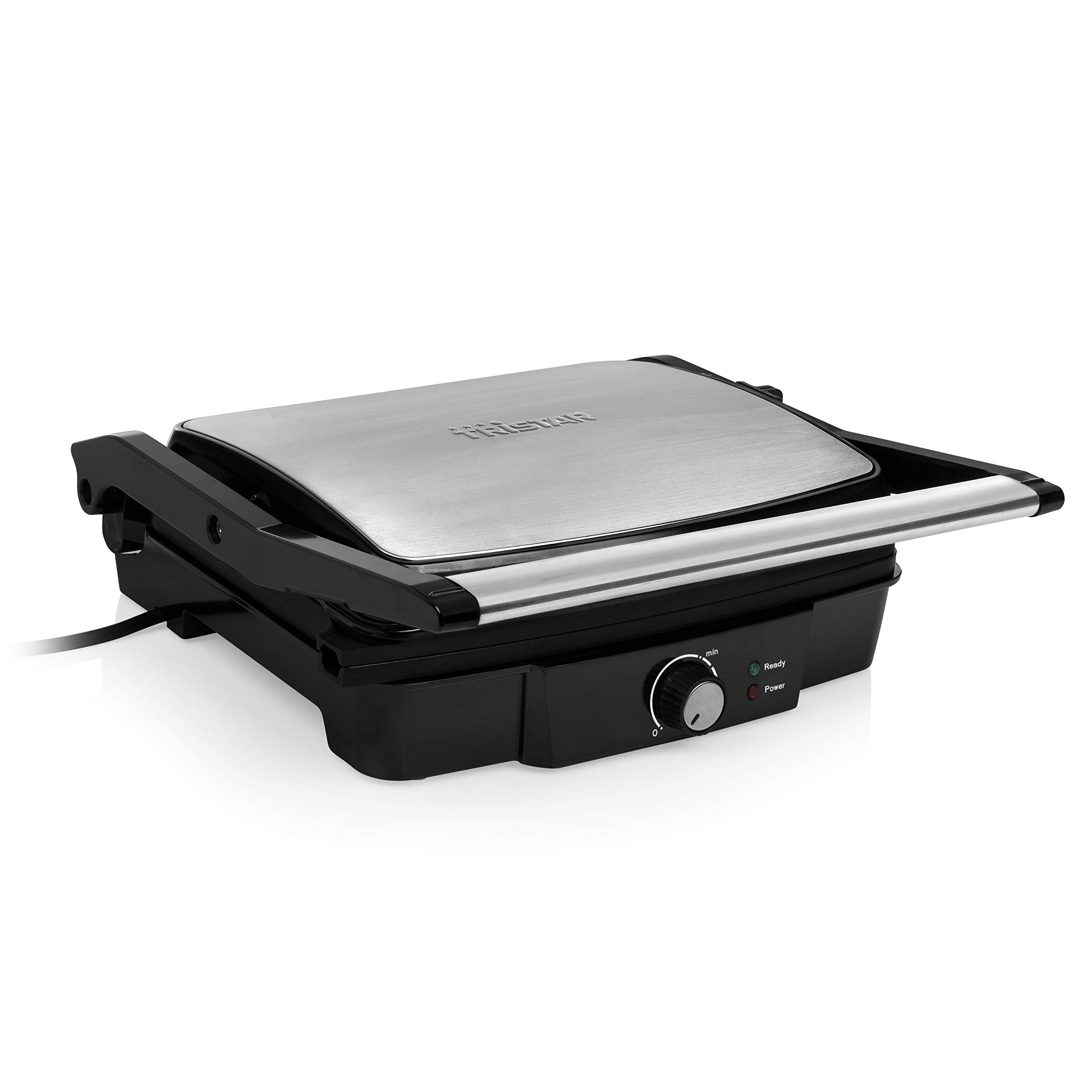 Tristar Griglia Elettrica a Contatto GR-2853, 2000 watt, Apertura a 180°, 29 x 23,5 cm, Utilizzabile anche come griglia da tavolo, colore: Nero