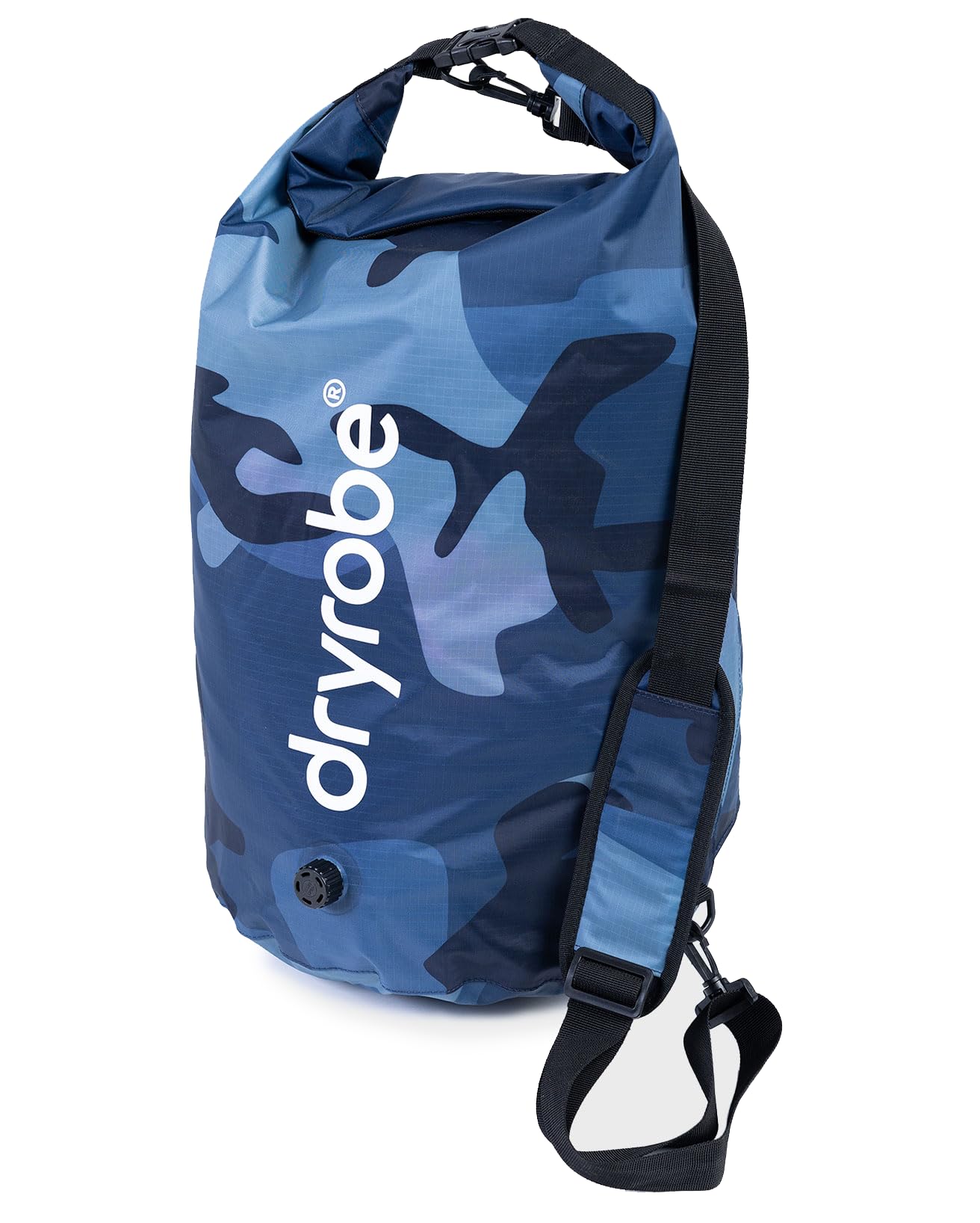 Dryrobe Travel Compression Bag - Large Compact Waterproof Bag for Travel & Sports Storage - Wet Bags for Swimming/Surfing/OCR - Stuff Sack for Wet Clothes with Roll Up Closure - 33 L (Blue/Camo)