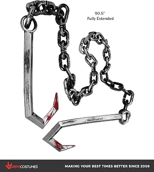 Nicky Bigs Novelties Meat Hook Chain Prop, 90.5in Butcher Costume