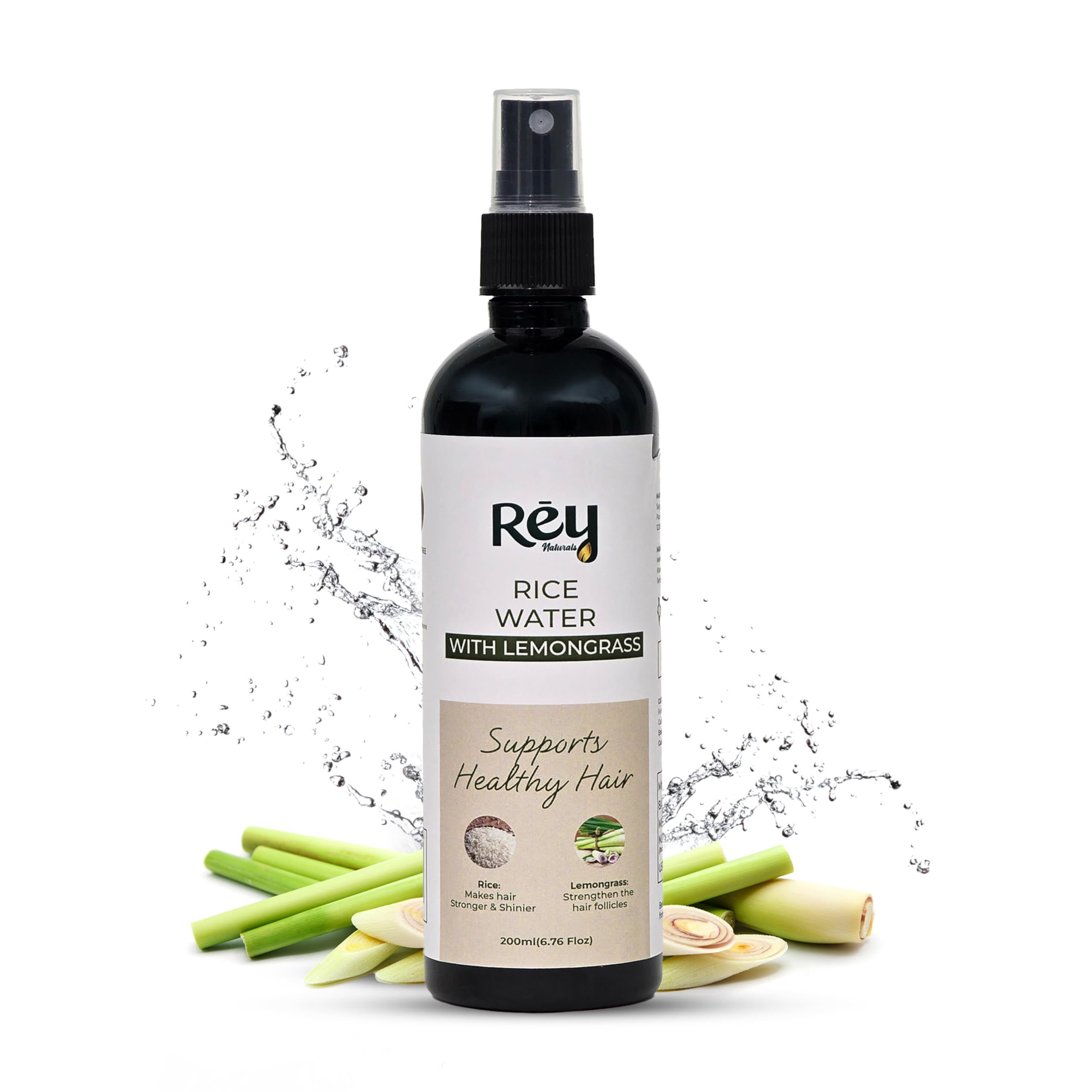 Rey Naturals Aqua Range | Lemongrass & Rice Water Hair Growth Spray - 200ml | Non-Oily Hairfall & Dandruff Control Hair Mist | Rice Water For Smooth & Shiny Hair | Lemongrass For Strong Hair Follicles-image-27