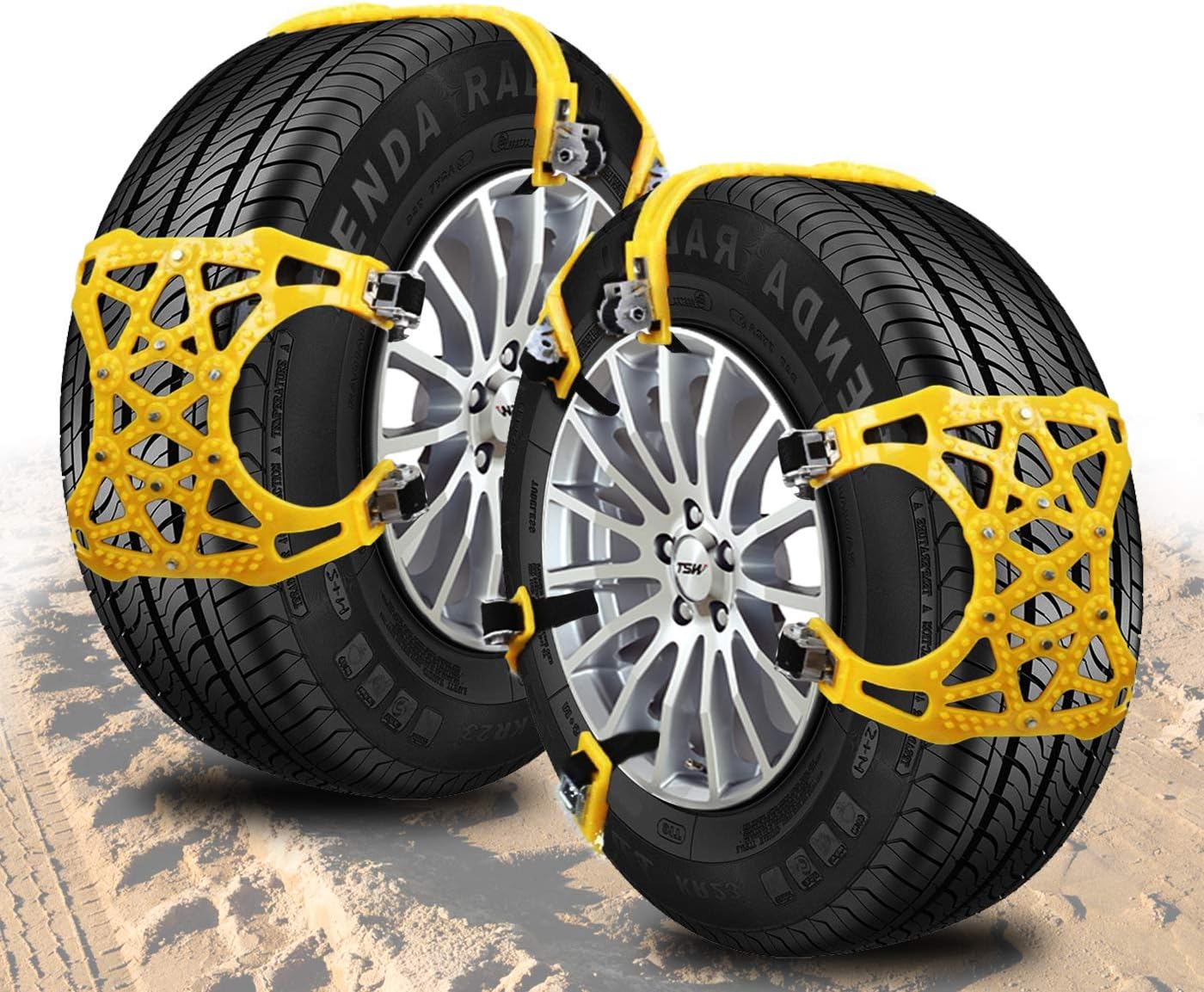 Zento Deals Premium Quality Car Snow Chains Durable 6 Pieces All Season and Terrain Anti-Skid Car, SUV, and Pick Up Tire Chains