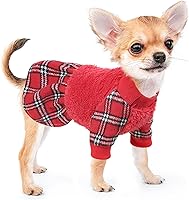 Vista 12 de Vestido suéter para perros pequeños, suéter para perros pequeños, ropa para cachorros, vestido de princesa a cuadros, ropa de ropa para festivales
