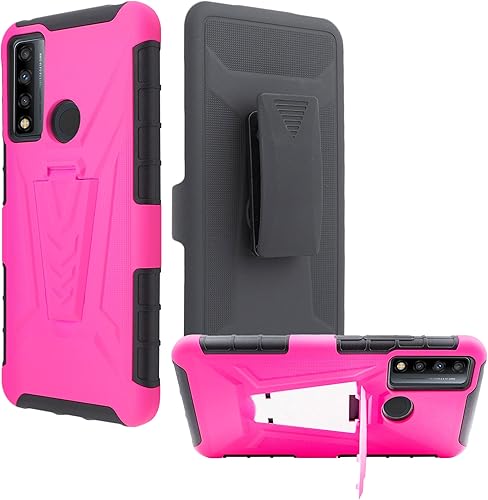 Miniatura 9 de Funda para Alcatel TCL 20 XE, TCL 20xe Funda de teléfono con clip para cinturón con vidrio templado Soporte incorporado, a prueba de golpes, funda