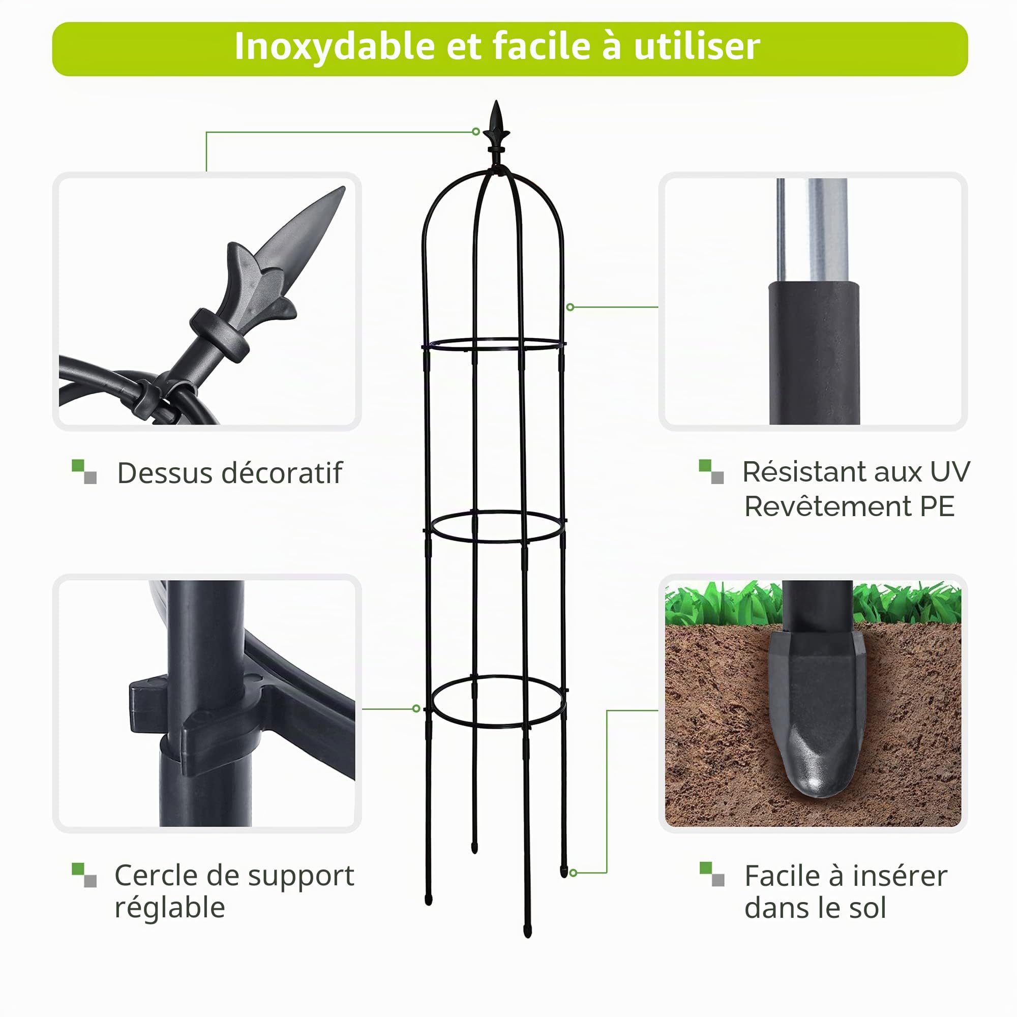 Obélisques de jardin pour plantes grimpantes, cadre de support pour plantes grimpantes