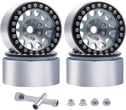 HobbyPark Ruedas Beadlock de aluminio 1.9 para rastreador RC a escala 110, compatible con Traxxas TRX4 Axial SCX10 Redcat Gen 8 RC4WD, 4 piezas