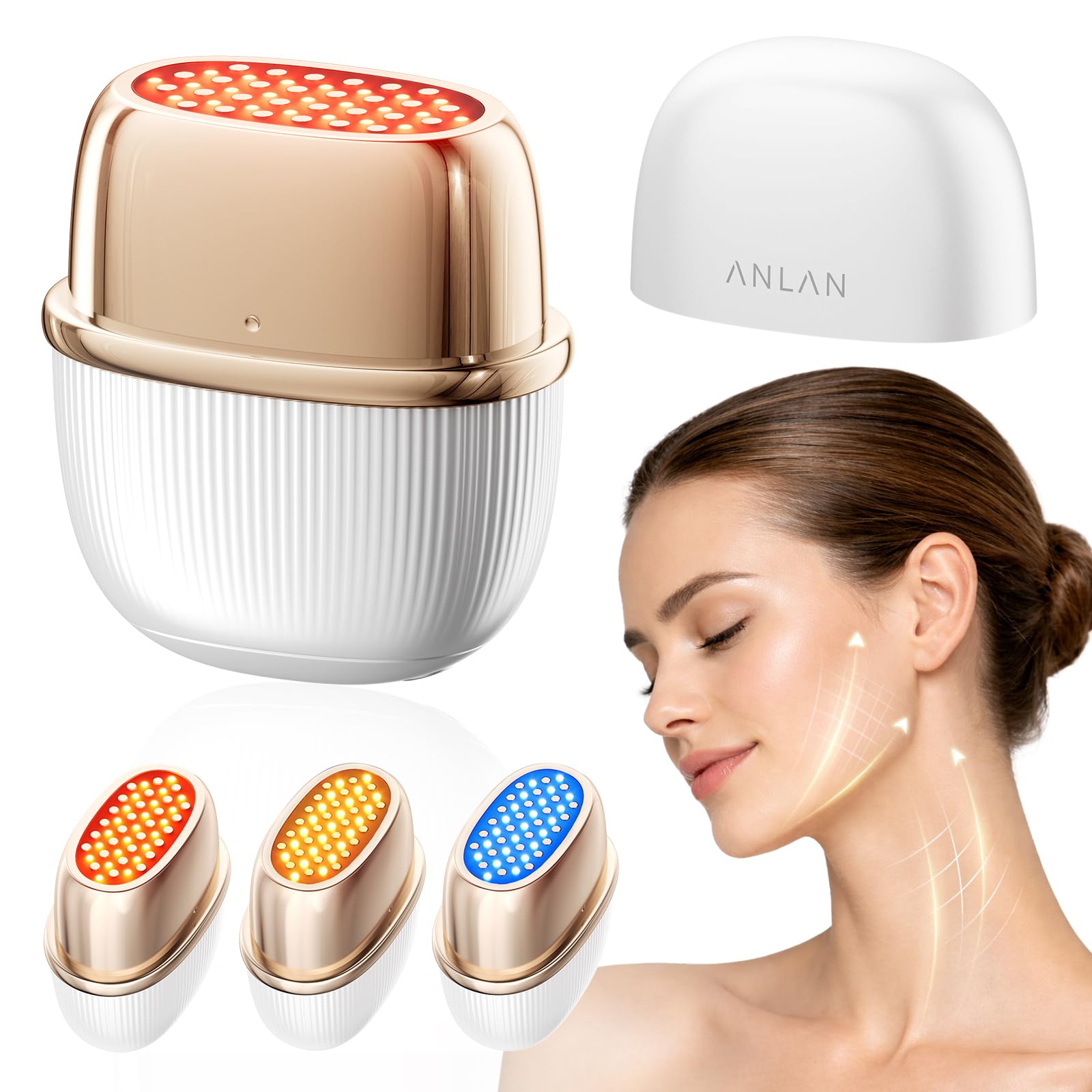 ANLAN Gesichtsmassagegerät – Radiofrequenz mit 3 Vibrationsstufen & EMS Phototherapie Gerät Gesicht Massagegerät, Anti-Falten Gesichtsmassagegerät für Gescht/Hals, Reduziert Schwellungen & Falten Firm
