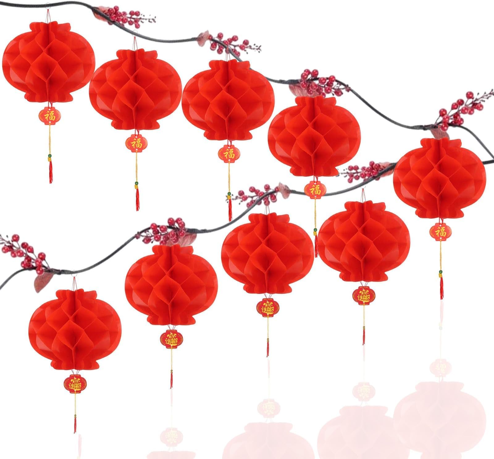 Aidi 6 Pcs Chinese Lanterns, Chinese New Year 2023 Decoration Red Paper Lanterns Decoration Hanging Chinese Lantern Festival Hanging Decor Small Chinese Lantern Decor for New Year, Spring Festival