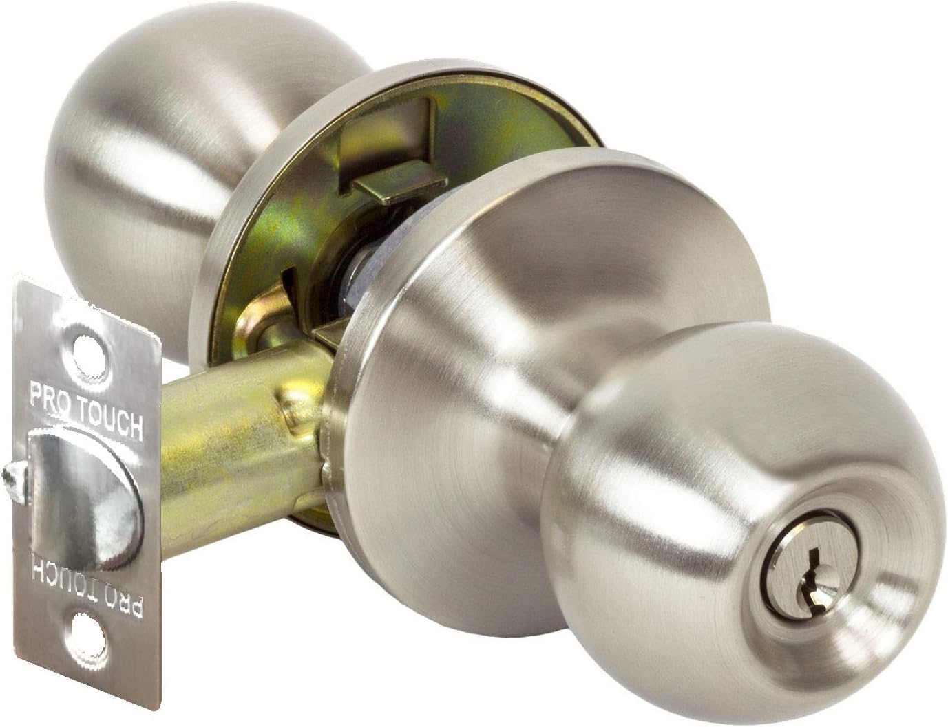 ProTouch Twist Latch Door Knob Lock Set, 3 Keys, Entry Heavy Duty Commercial, Satin Nickel