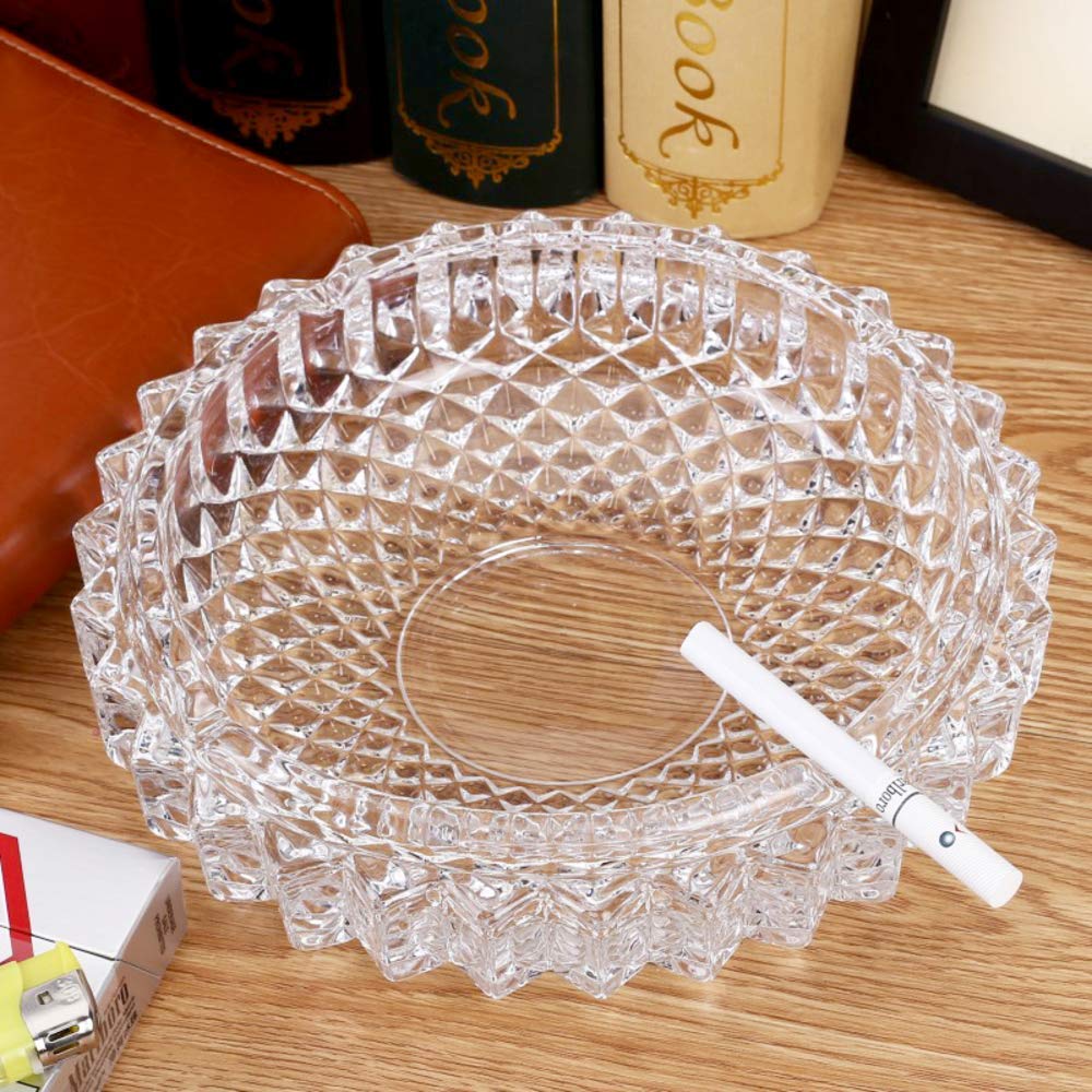 Cendrier en verre rond de 13 cm pour bureau et maison - N/F