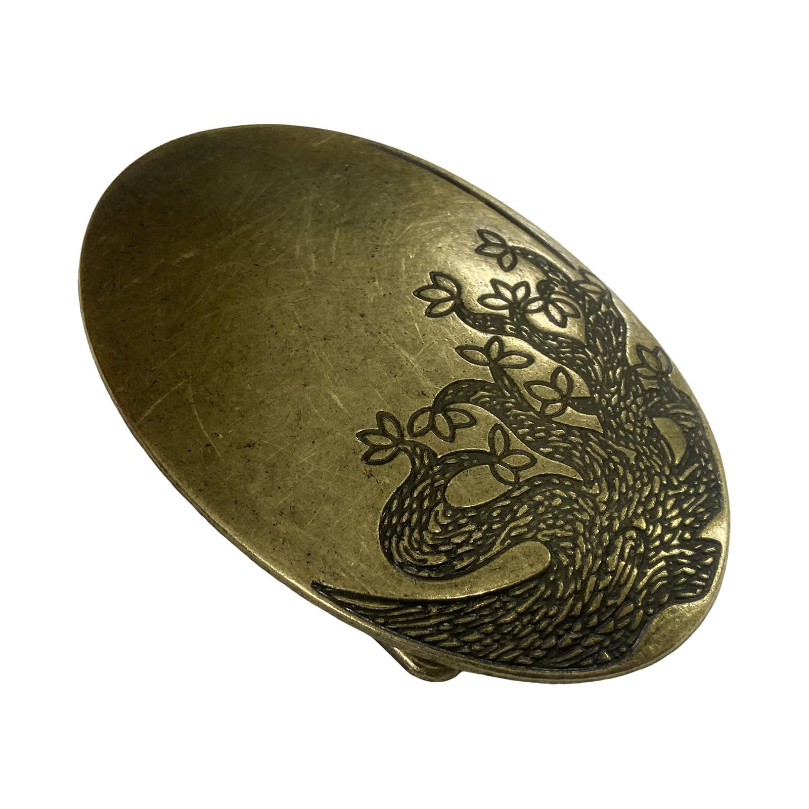 Bwuikim Unisex Old Blue Tree Pattern Engraved Belt Buckle Clasp For Music Festival Daily Use Western Waistband Men ’ S Belt Accessories Engraved