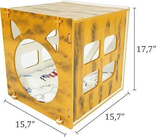Miniatura 3 de SUSSEXHOME Pets - Cama de cubo para mascotas (15.0 x 15.0 x 17.3in), resistente a los arañazos, cubierta para gatos de interior, acolchado y