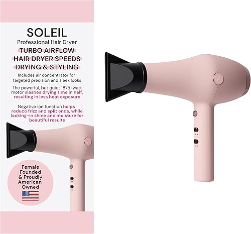 L'ANGE HAIR Soleil - Secador de pelo profesional 3 ajustes de calor y 2 ajustes de flujo de aire Estilo Cool Shot Cable de longitud profesional