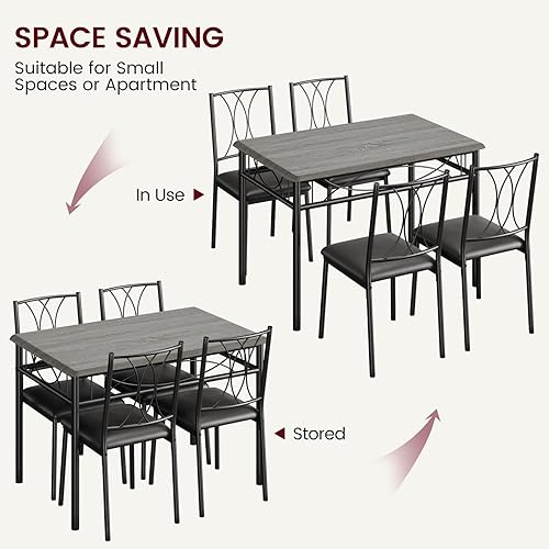 Miniatura 7 de IDEALHOUSE Juego de mesa de comedor para 4, mesa de cocina y sillas para 4, juego de mesa de cocina rectangular con sillas tapizadas, juego de mesa