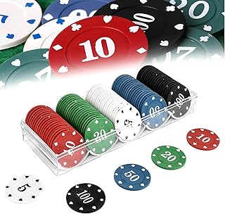STARVAST 300 Stück PokerChips Kunststoff Nummerierte Chips 5/10/20/50/100 für Reisen und Familienpartys