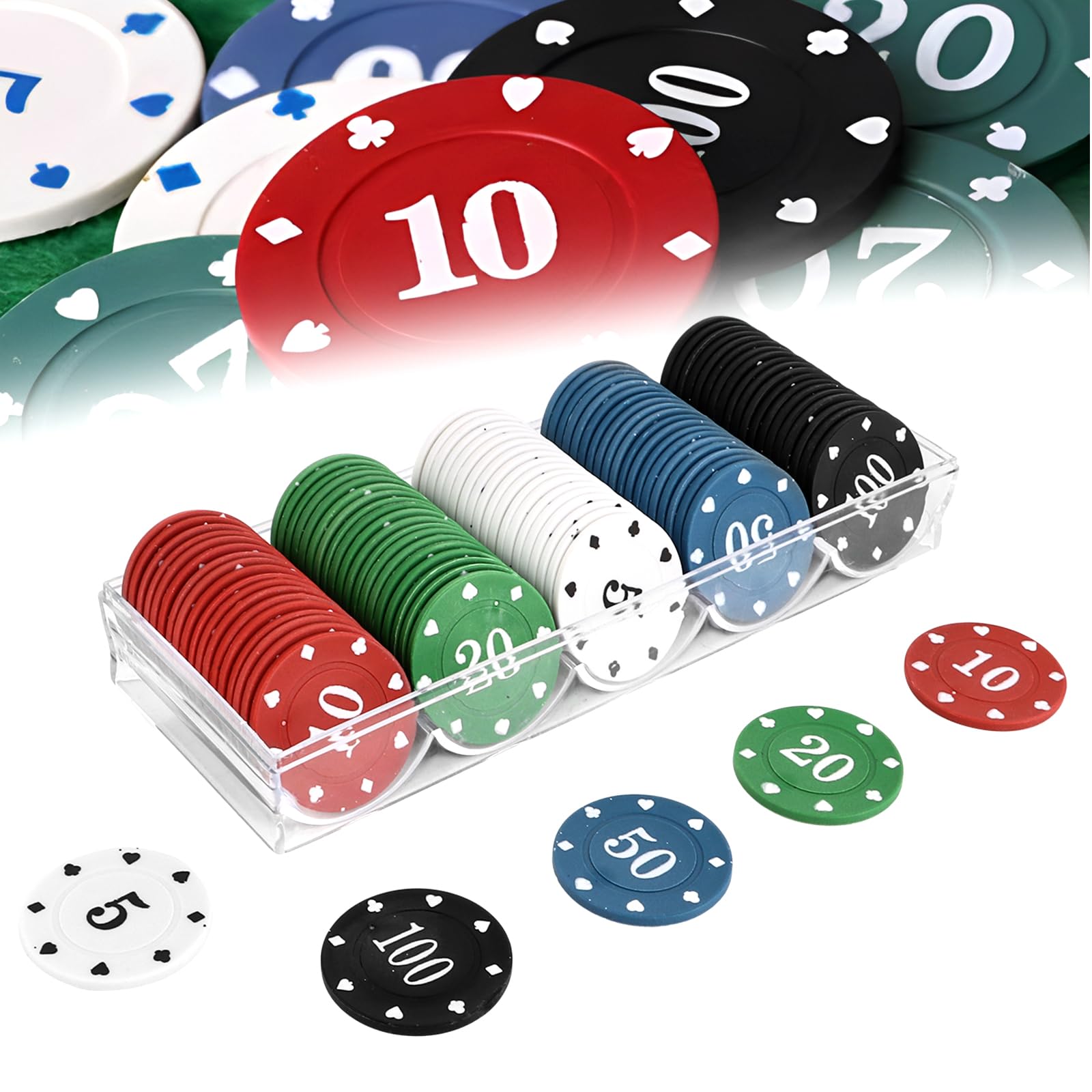 STARVAST 300 chip in plastica numerati 5/10/20/50/100 per viaggi e feste in famiglia