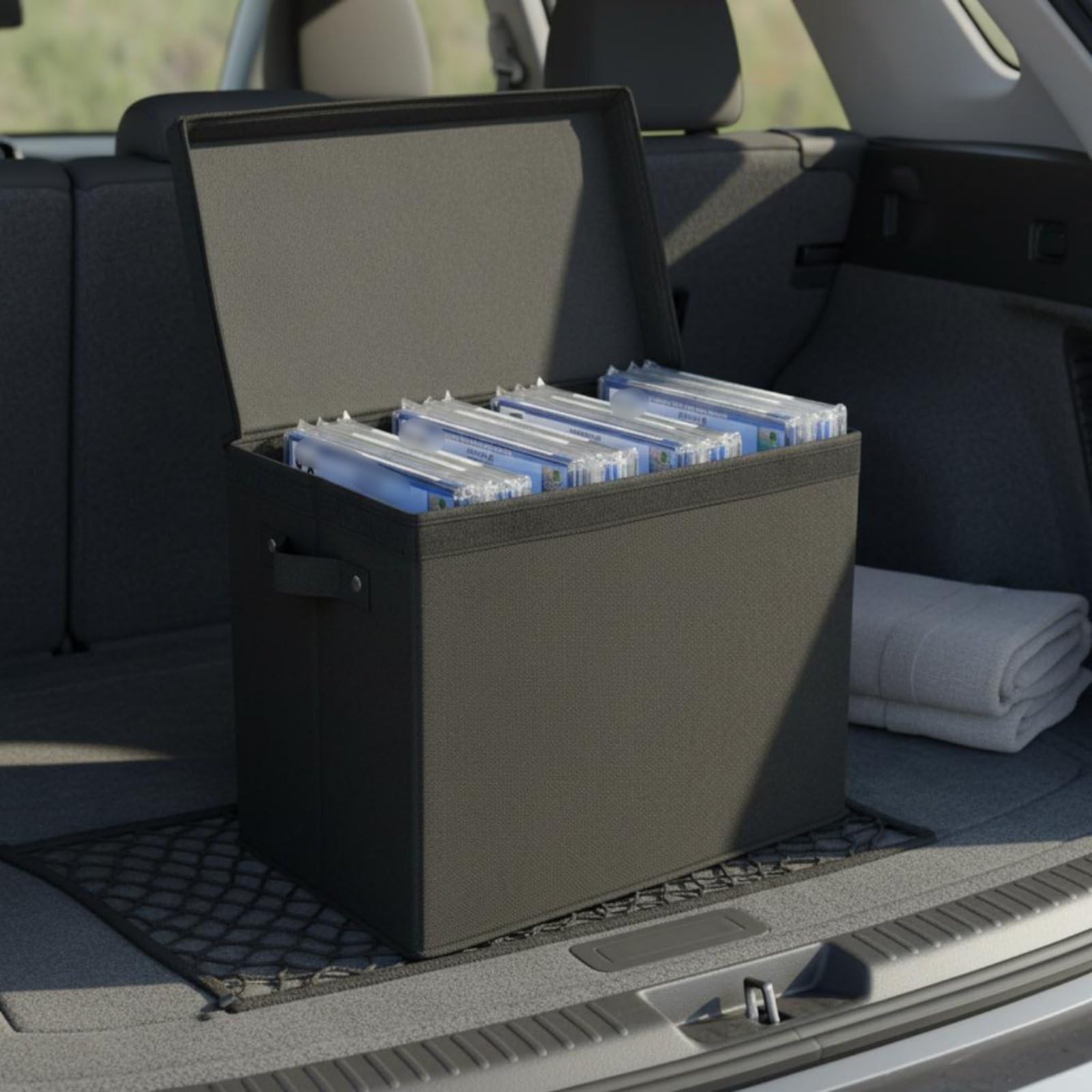 Scatola per Pieghevole Contenitore Organizer Cassetta Archivio con Separatori Regolabili in Tessuto Oxford Impermeabile con Maniglie Adatta a Dormitorio Veicoli