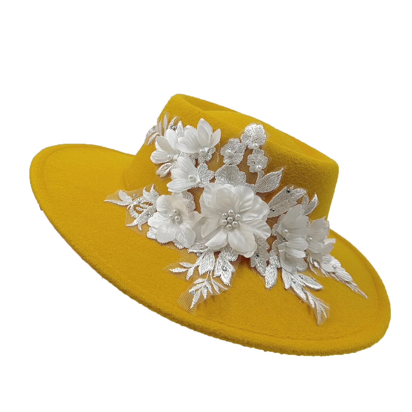 Francese Elegante Fiore Accessori Donna Wedding Hat Moda Fedora Panama Feltro Cap