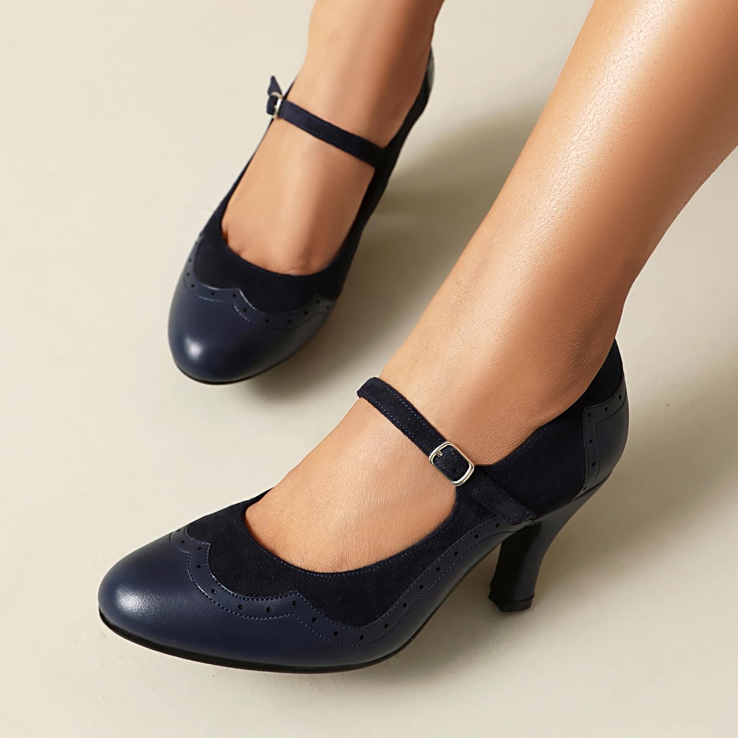 Women's Mary Jane Wingtip Rockability Close Round Toe Vintage 1950s Heels Oxford 1930s Ankle Straps Retro 1920s Victorian Pumps Shoes - Image 7