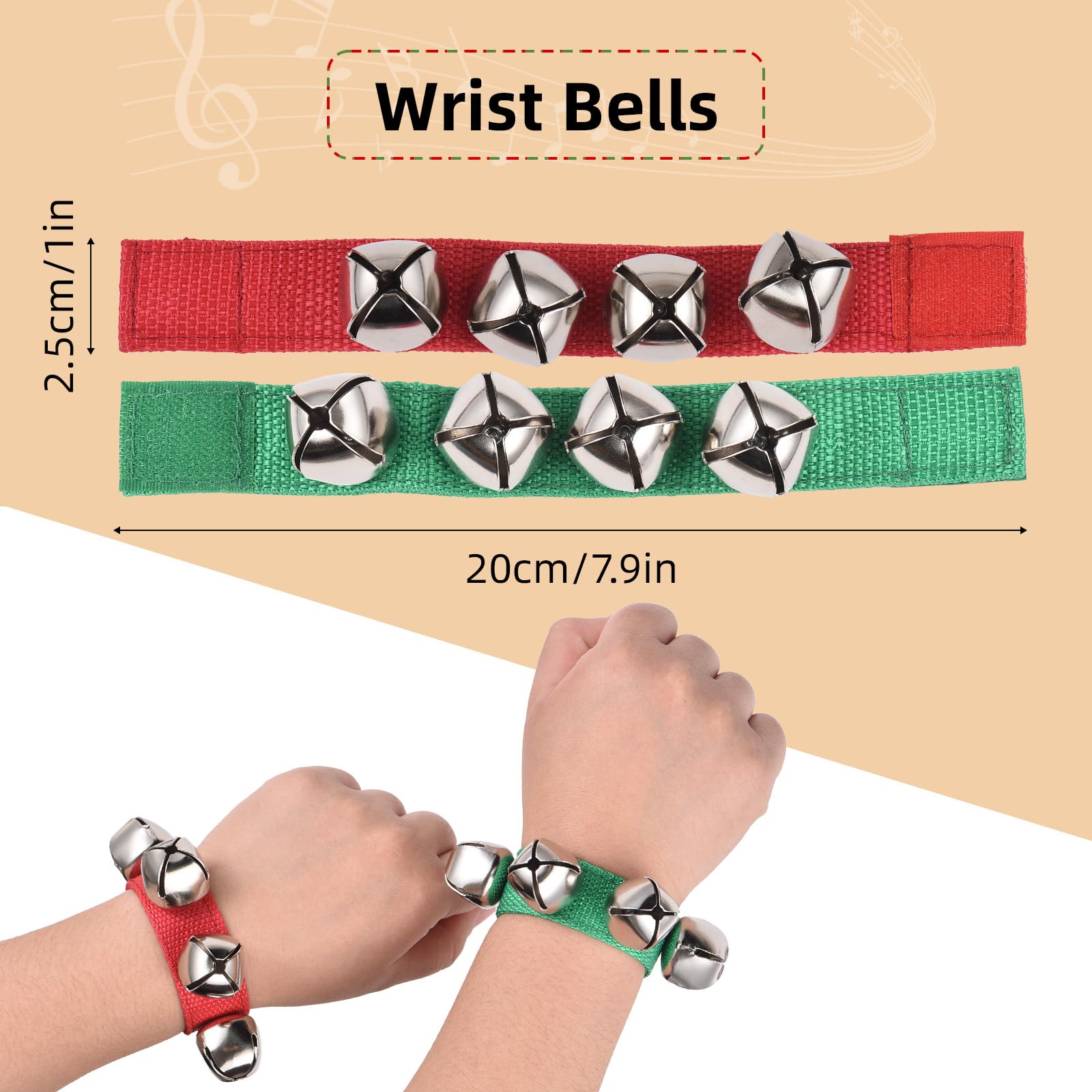 thumbnail image 2 of Jingle Bell Rock FEPITO 22 Pieces Christmas Band Wrist Bells Bracelets Jingle Bells Musical Ankle Bells Rhythm Instrument Percussion Christmas Party Decoration Favors Desk Bell 2 of 13