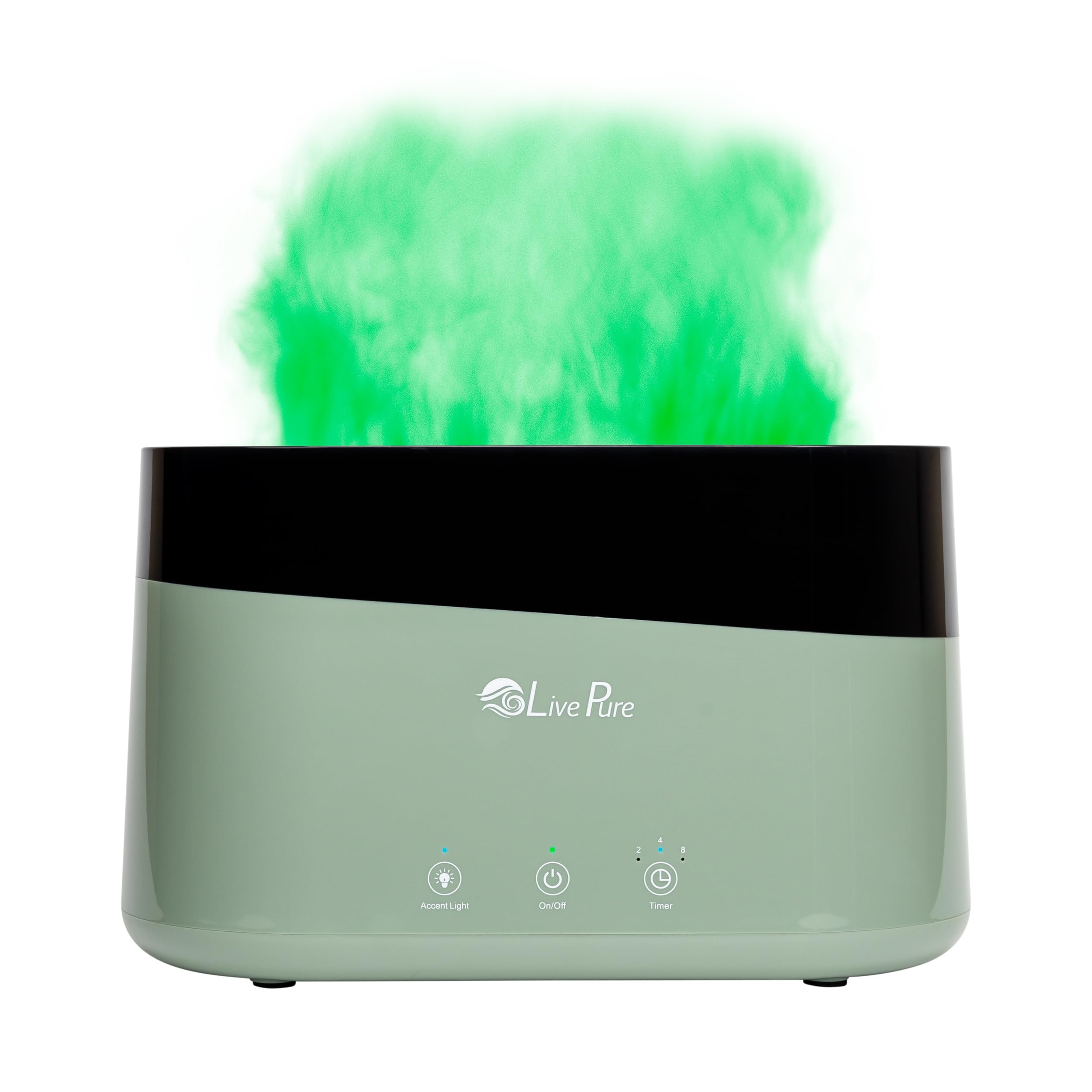 LivePure LP300HUM Aqua Flame Cool Mist Humidificador – Pequeño humidificador ultrasónico para plantas para interiores con difusor de aceites esenciales – Esenciales para dormitorio, apartamento
