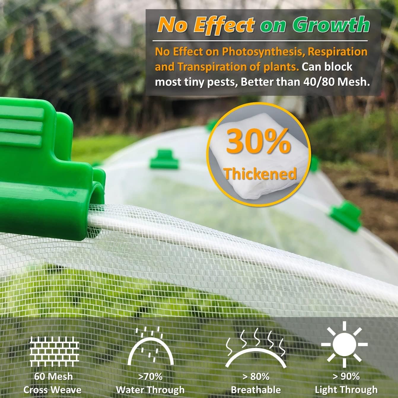 Garden Mesh Netting Kit, Super Bendable Fiberglass Greenhouse Hoops with Ultra-Fine Pest Barrier for 2-4ft Wide Raised Beds, Weather Resistant Grow Tunnel for Planting Row Protection