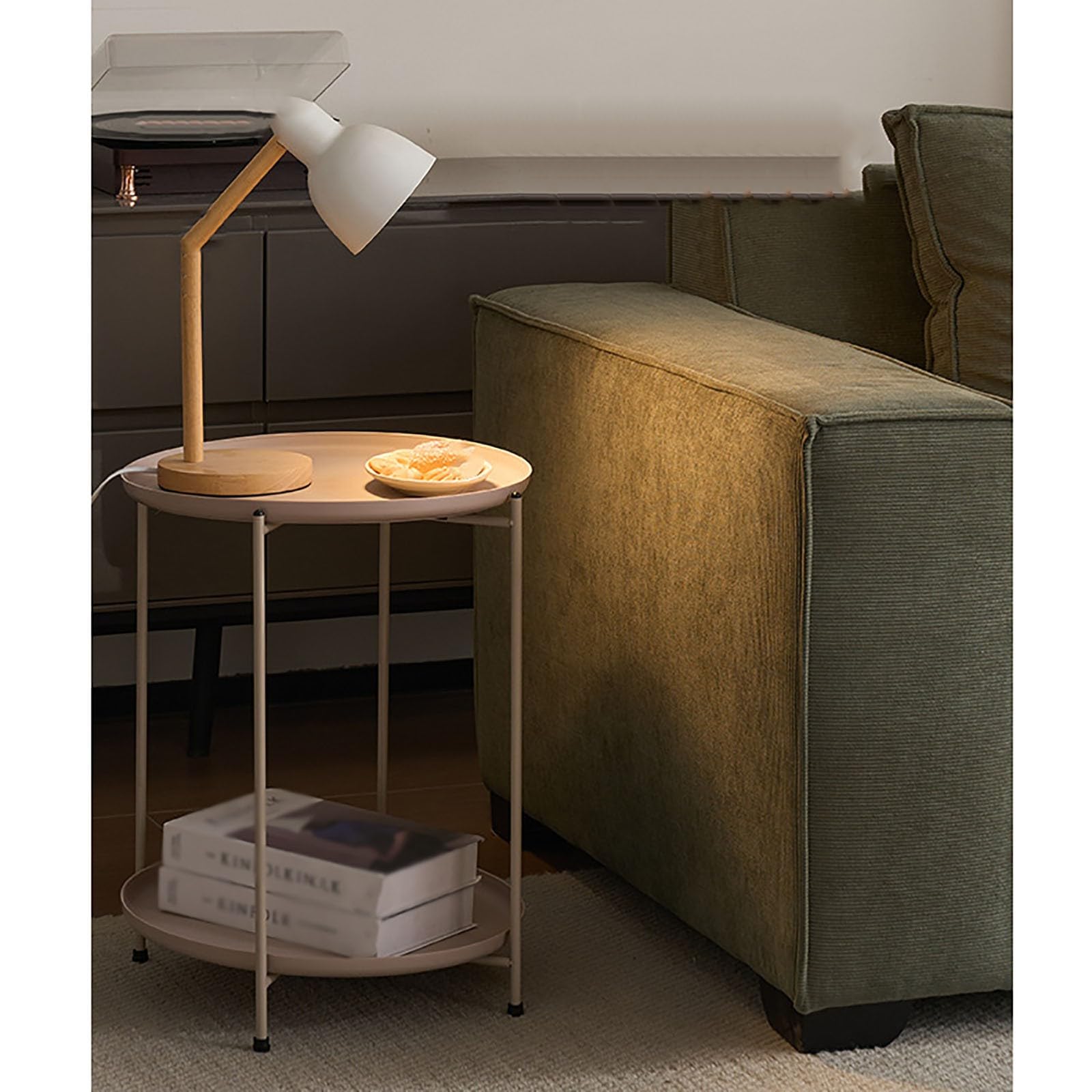 Mesa Auxiliar Sofá,Mesa Pequeña Centro Estilo Industrial,Mesa Café con Estante Almacenamiento,Moderna para Salón o Dormitorio black